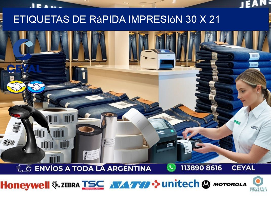 Etiquetas de rápida impresión 30 x 21