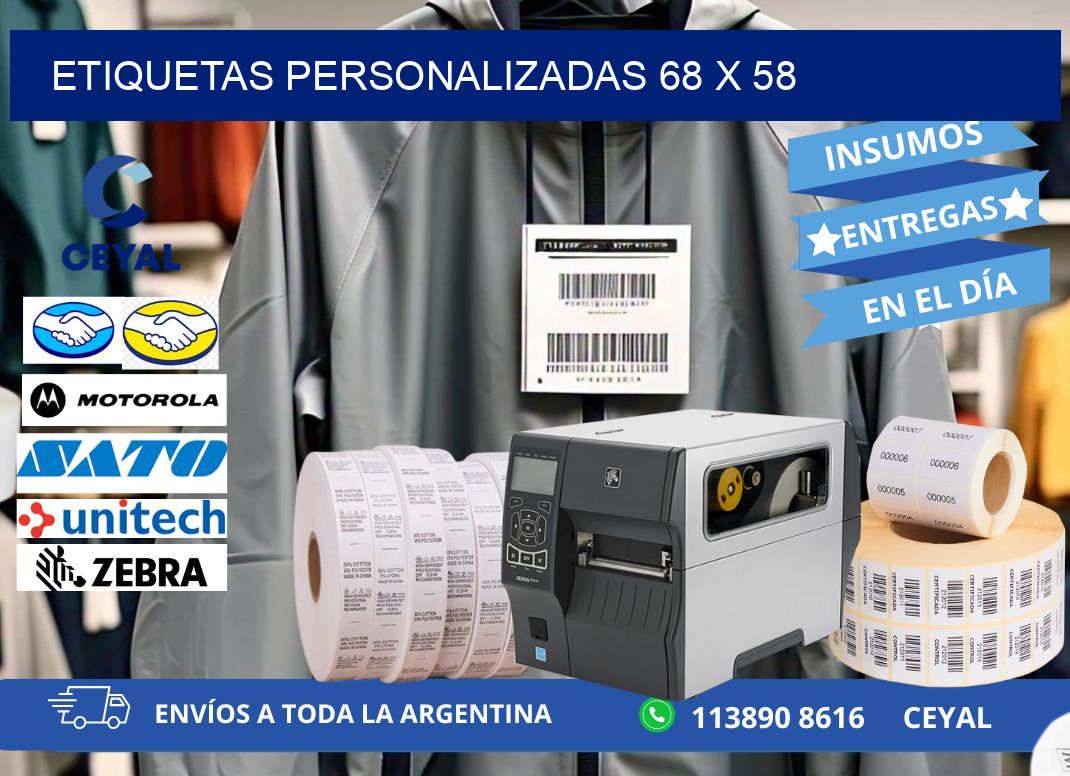 Etiquetas personalizadas 68 x 58