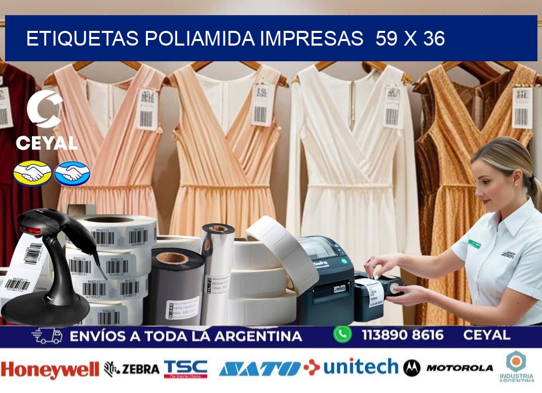 Etiquetas poliamida impresas  59 x 36
