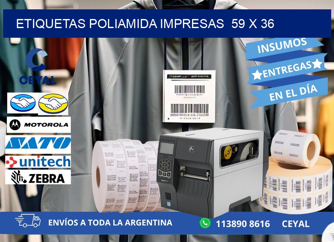 Etiquetas poliamida impresas  59 x 36