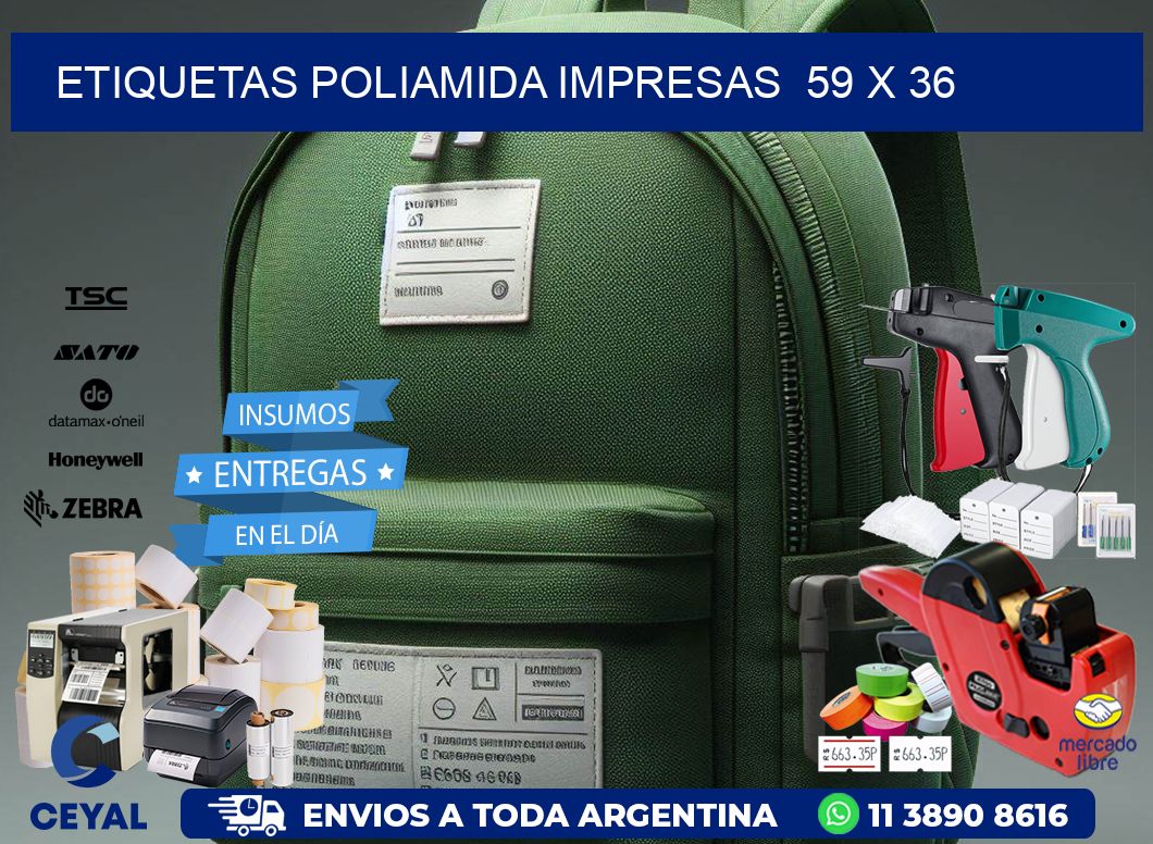 Etiquetas poliamida impresas  59 x 36