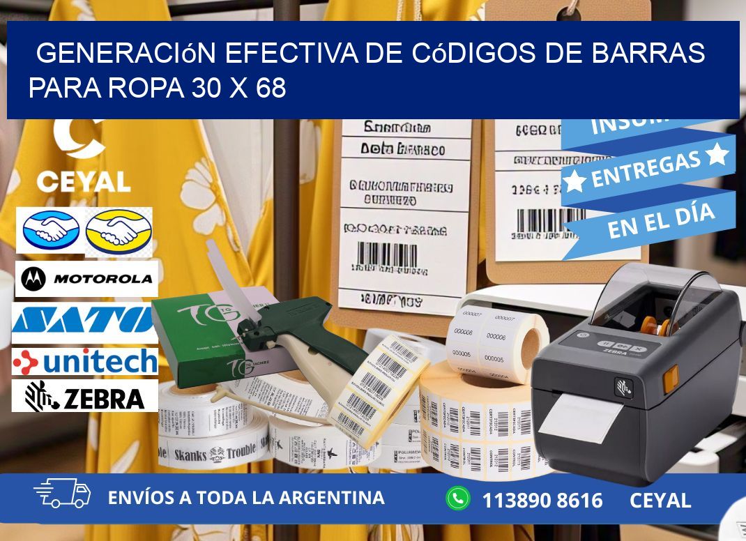 Generación Efectiva de Códigos de Barras para Ropa 30 x 68