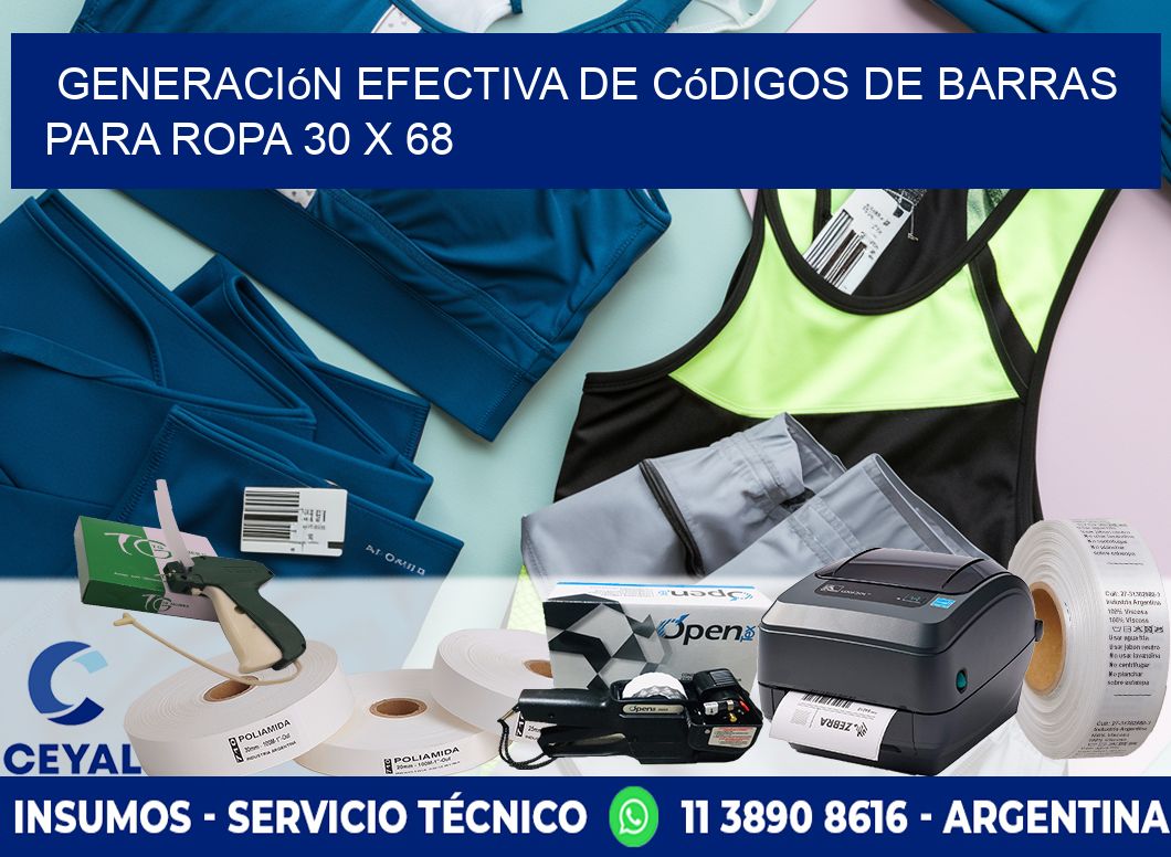 Generación Efectiva de Códigos de Barras para Ropa 30 x 68