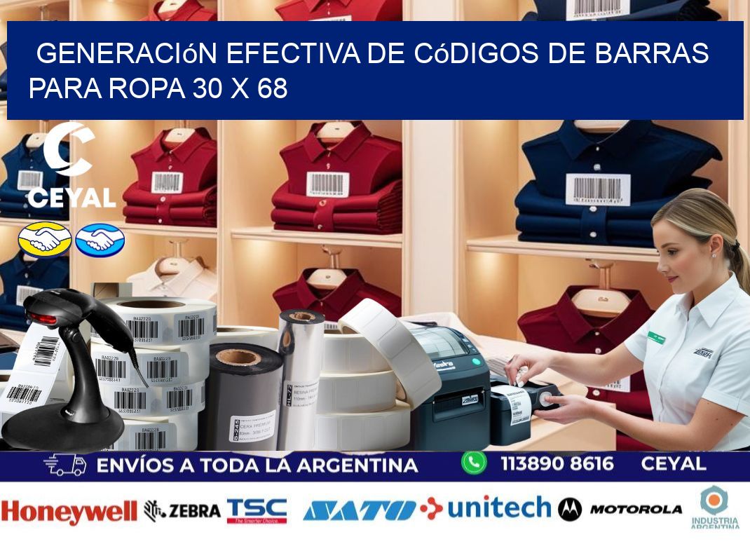 Generación Efectiva de Códigos de Barras para Ropa 30 x 68