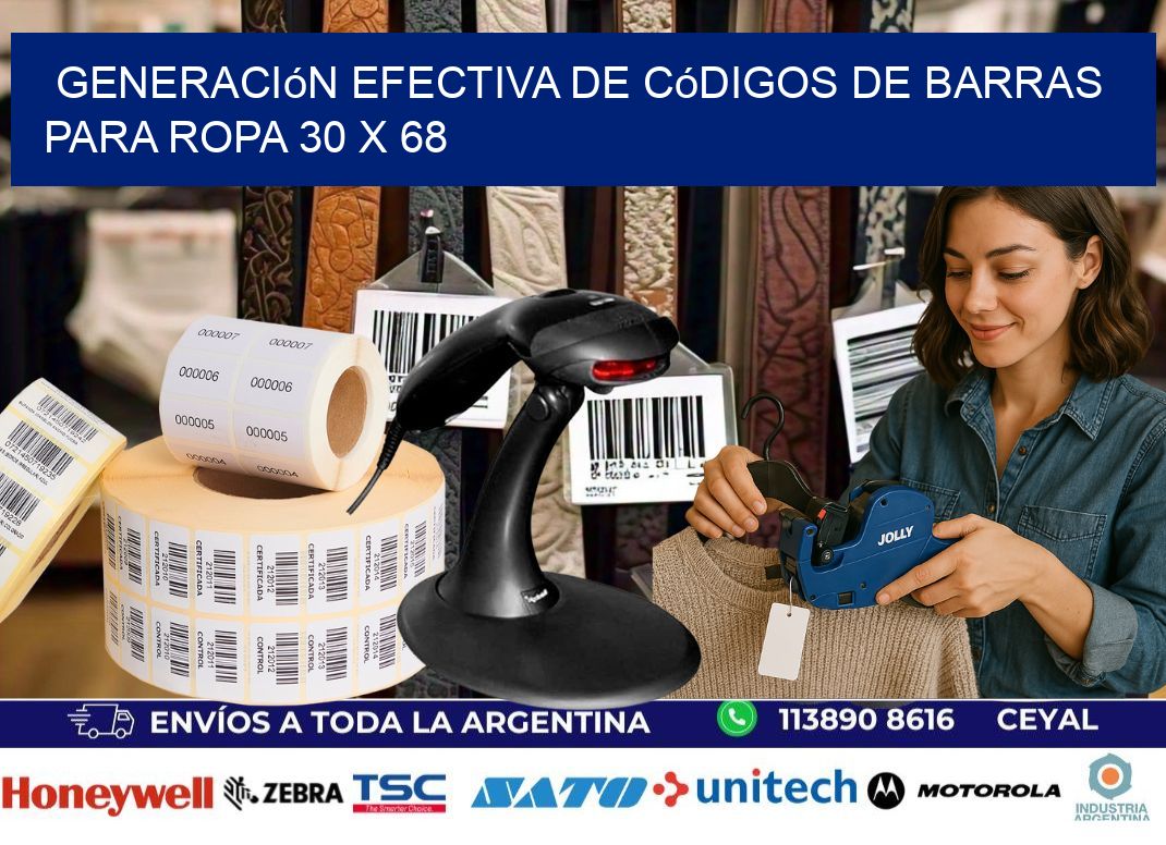 Generación Efectiva de Códigos de Barras para Ropa 30 x 68