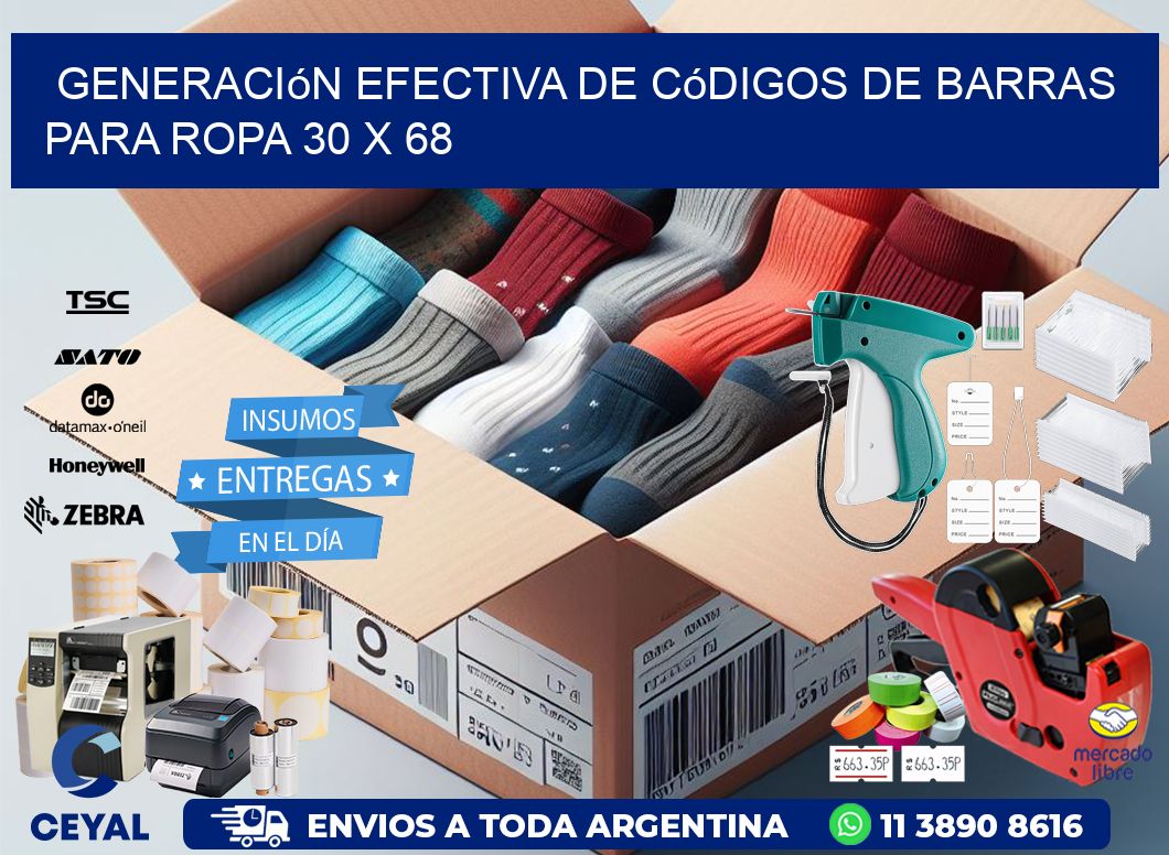 Generación Efectiva de Códigos de Barras para Ropa 30 x 68