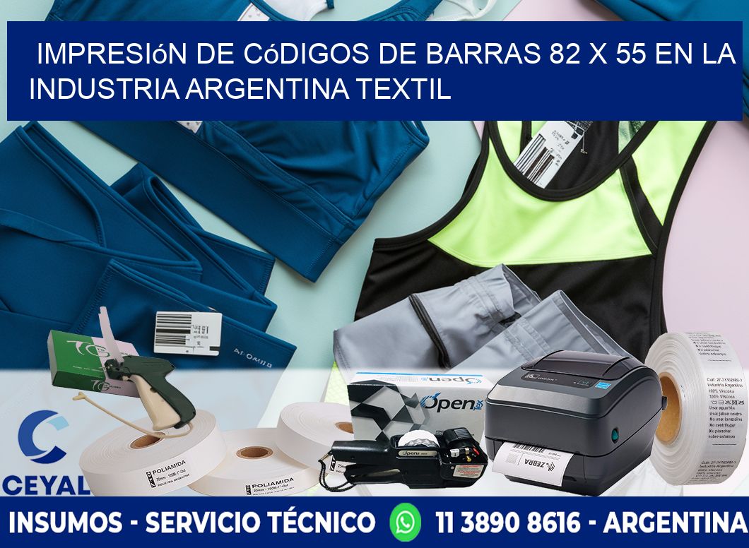 Impresión de Códigos de Barras 82 x 55 en la Industria argentina textil