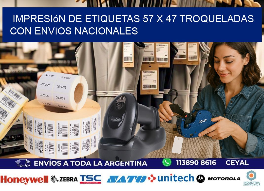 Impresión de etiquetas 57 x 47 troqueladas con envíos nacionales