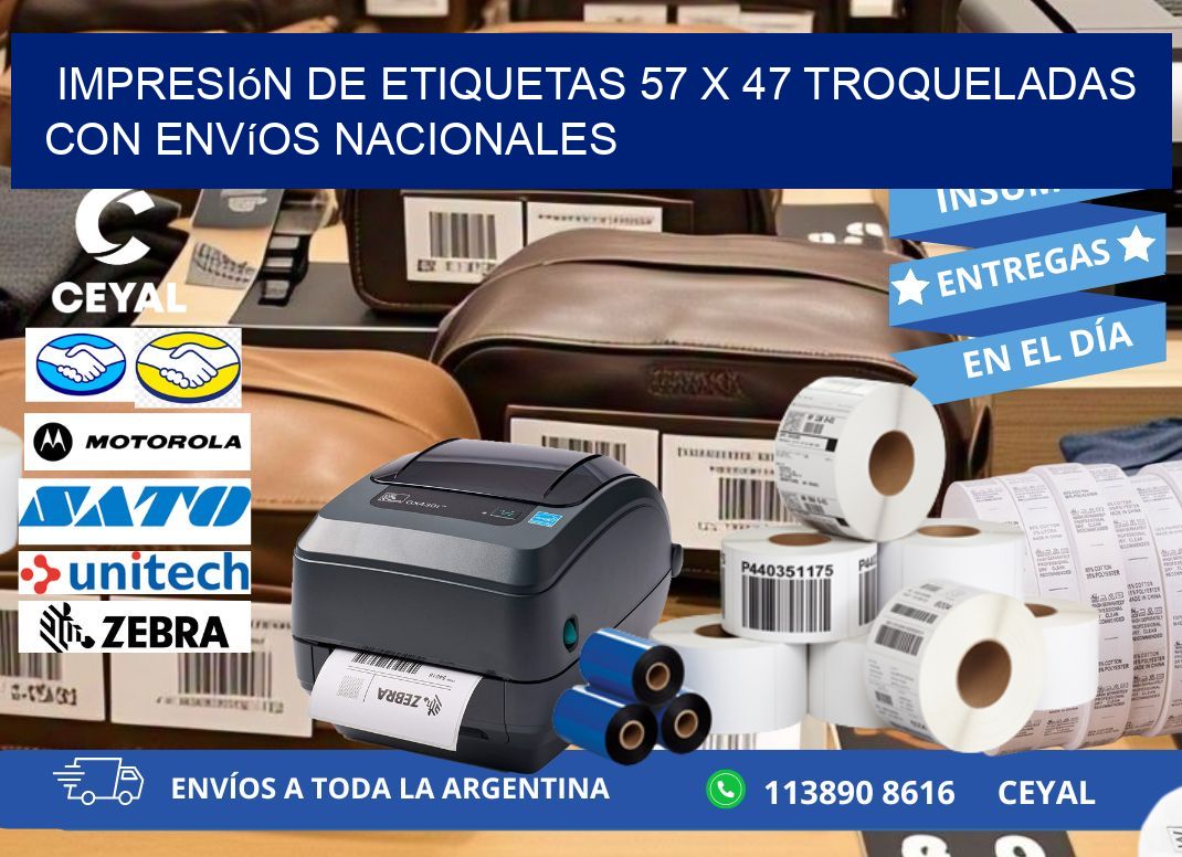 Impresión de etiquetas 57 x 47 troqueladas con envíos nacionales