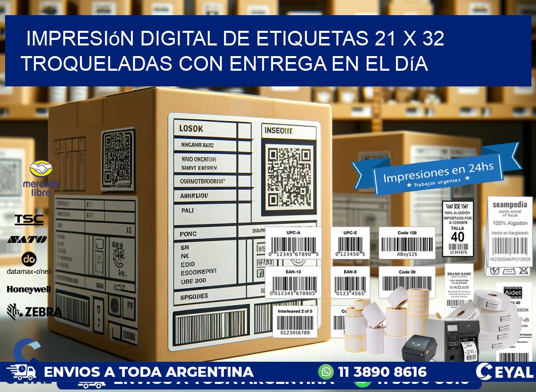 Impresión digital de etiquetas 21 x 32 troqueladas con entrega en el día
