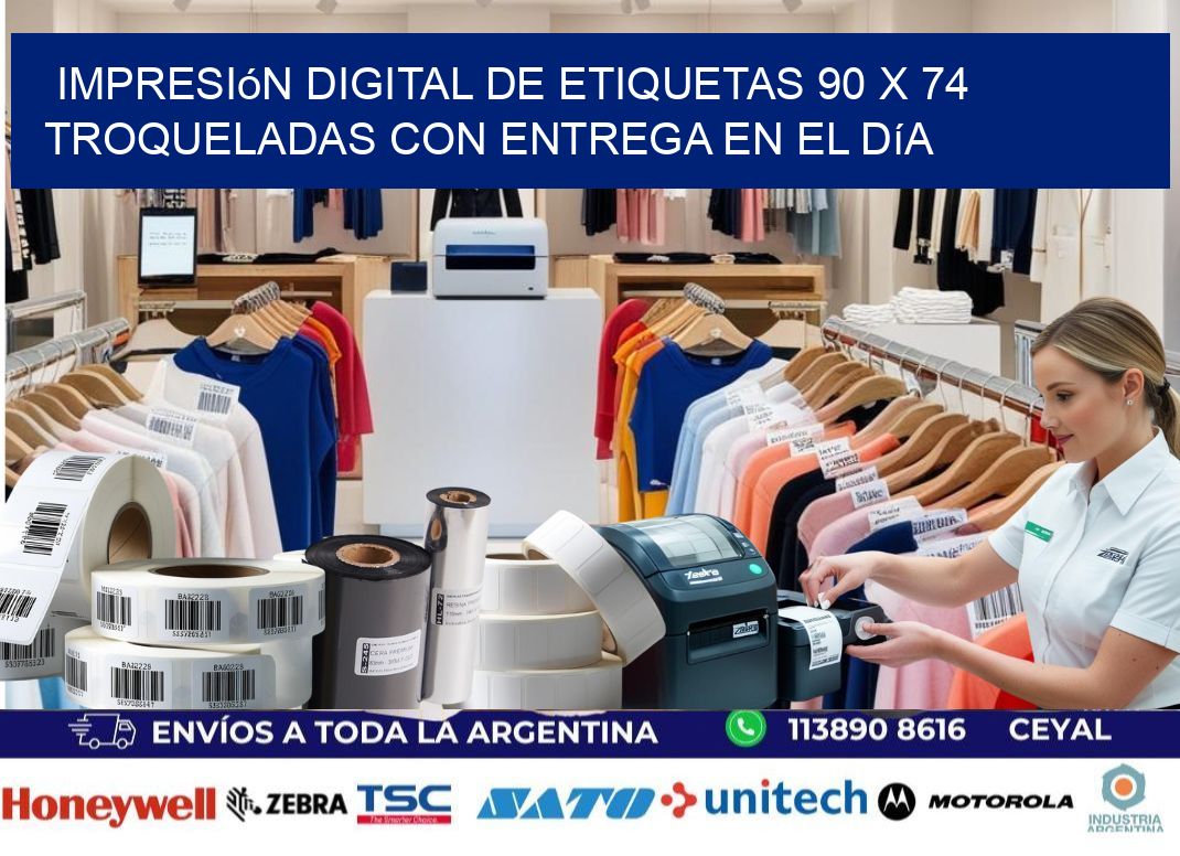 Impresión digital de etiquetas 90 x 74 troqueladas con entrega en el día