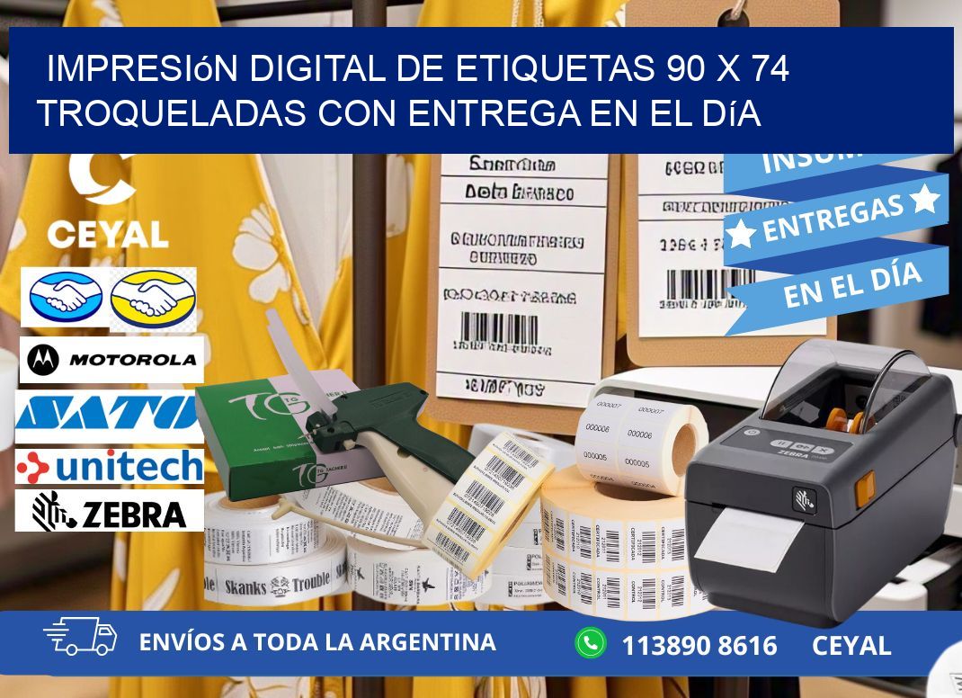 Impresión digital de etiquetas 90 x 74 troqueladas con entrega en el día