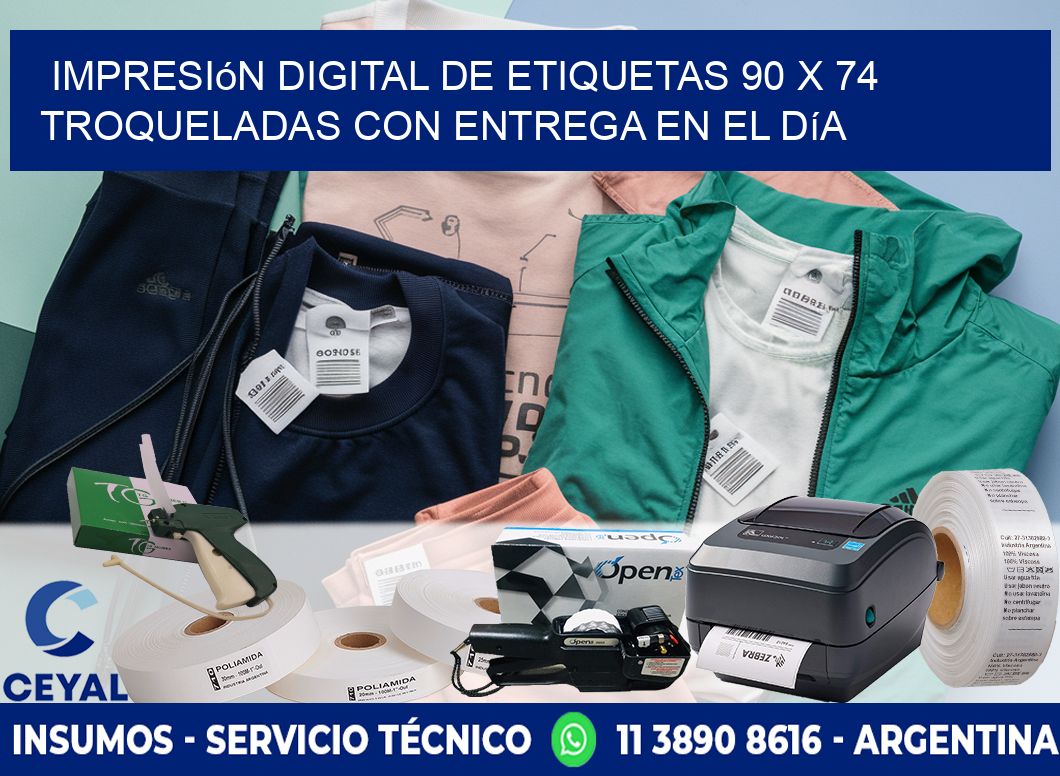 Impresión digital de etiquetas 90 x 74 troqueladas con entrega en el día