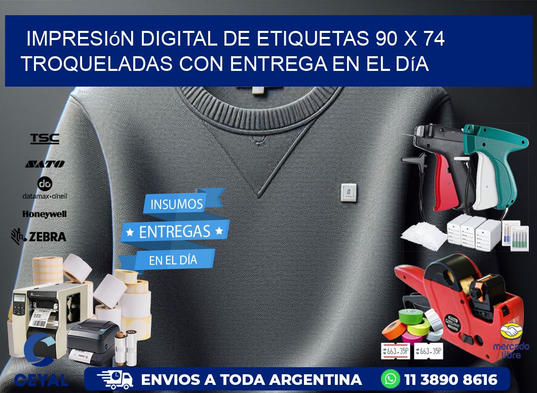 Impresión digital de etiquetas 90 x 74 troqueladas con entrega en el día