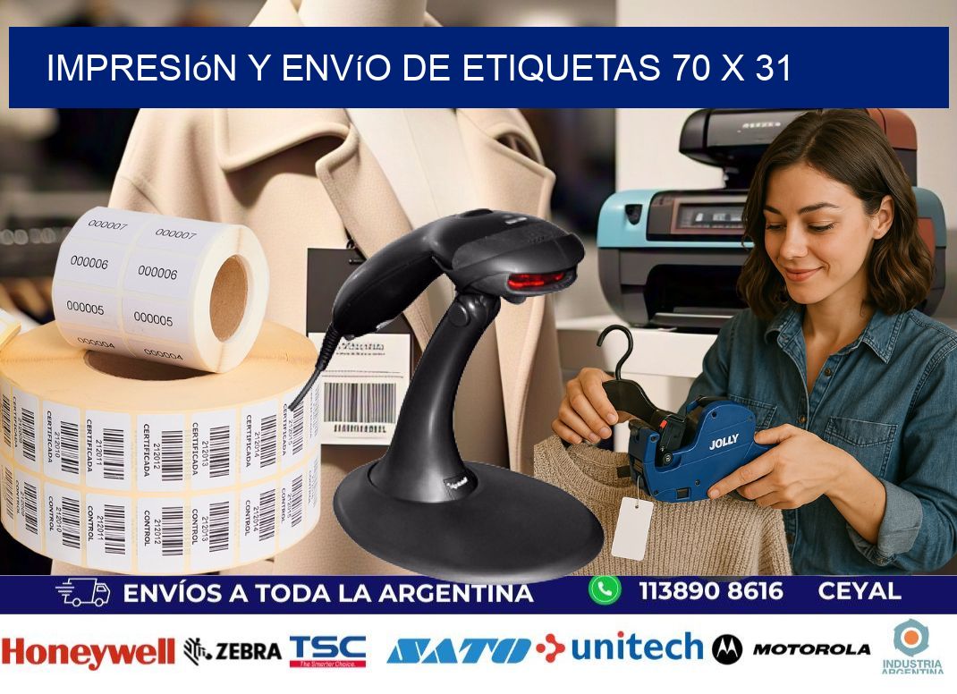 Impresión y envío de etiquetas 70 x 31