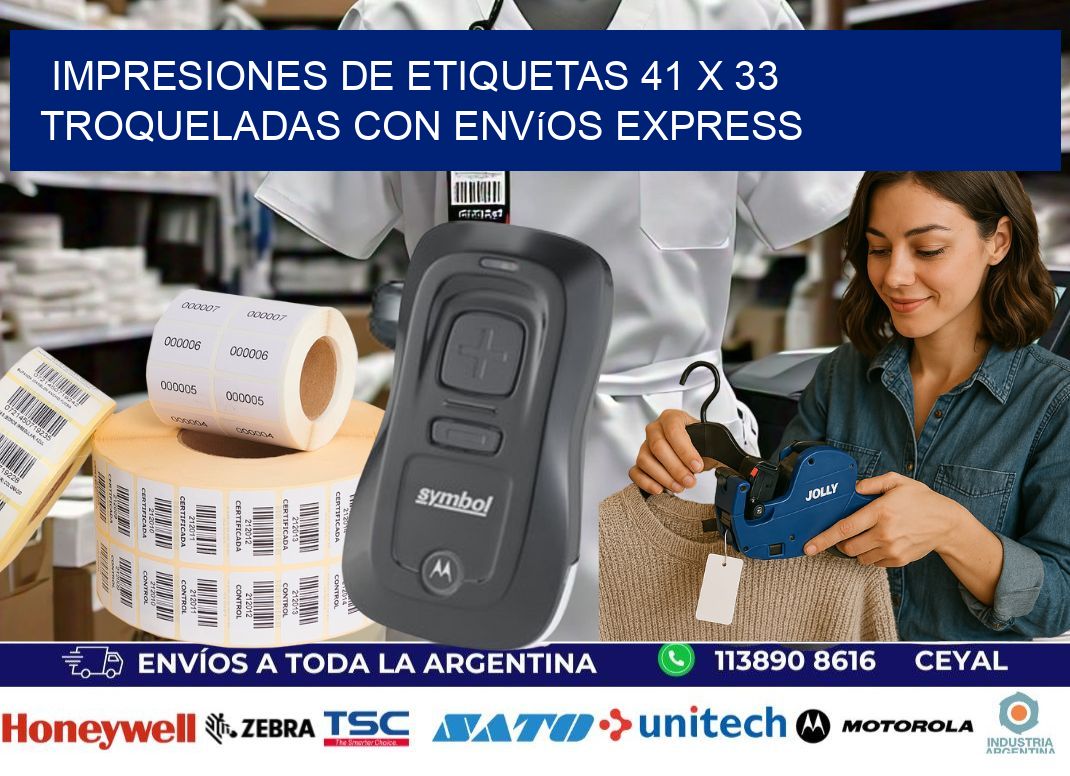 Impresiones de etiquetas 41 x 33 troqueladas con envíos express