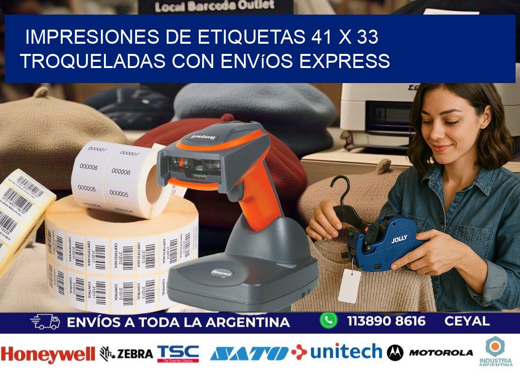Impresiones de etiquetas 41 x 33 troqueladas con envíos express