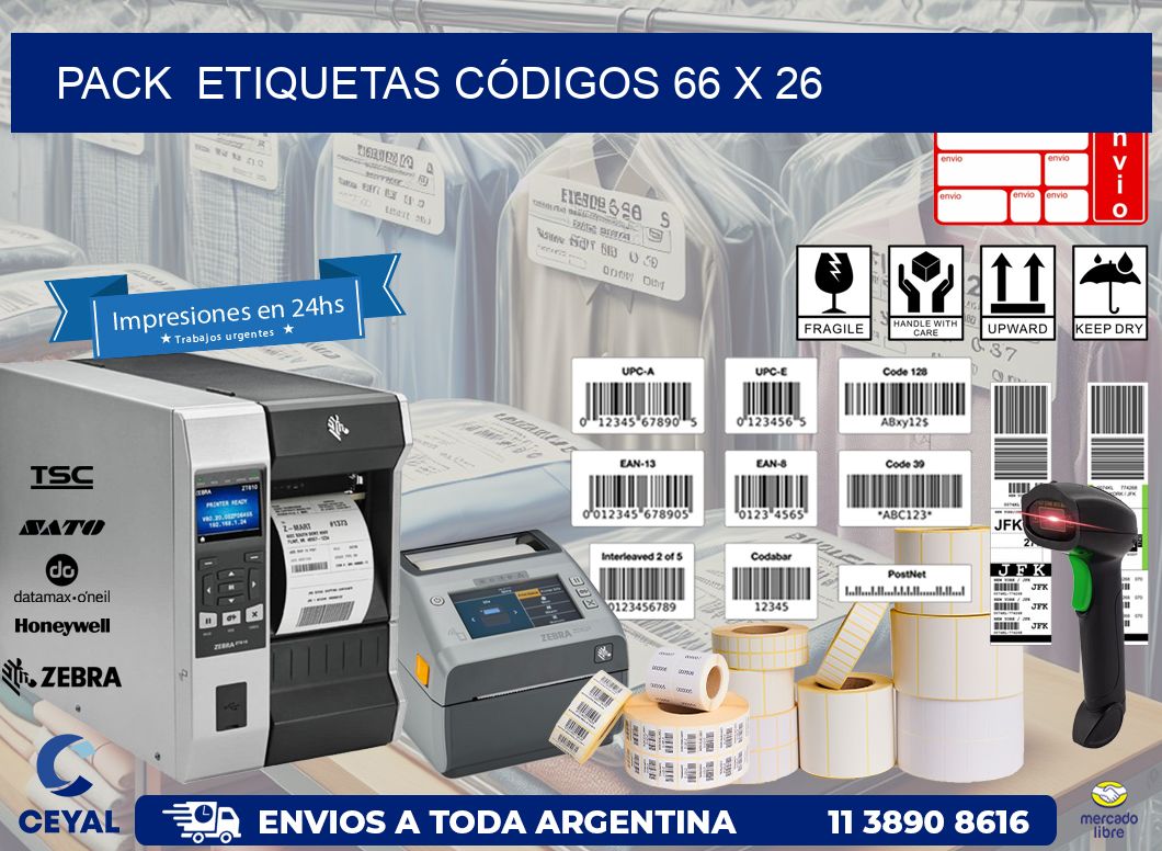 Pack  ETIQUETAS CÓDIGOS 66 x 26