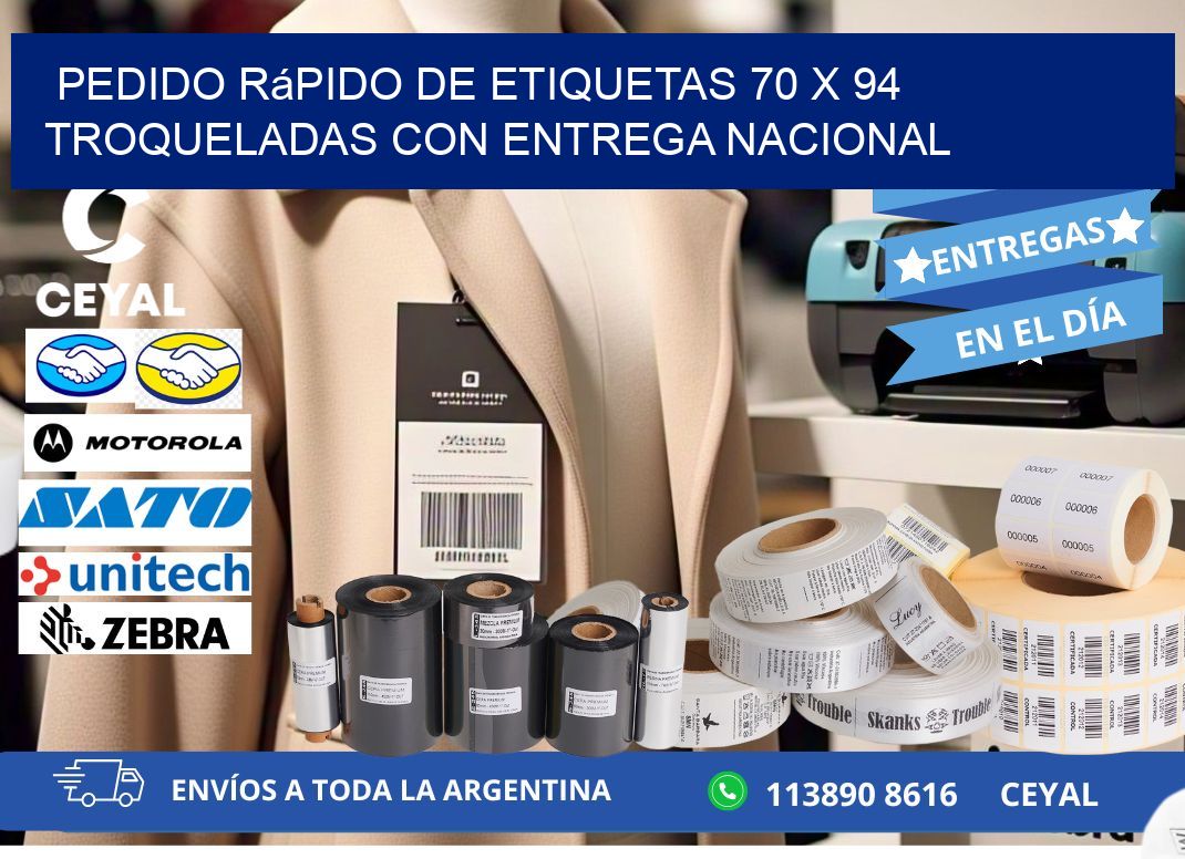Pedido rápido de etiquetas 70 x 94 troqueladas con entrega nacional