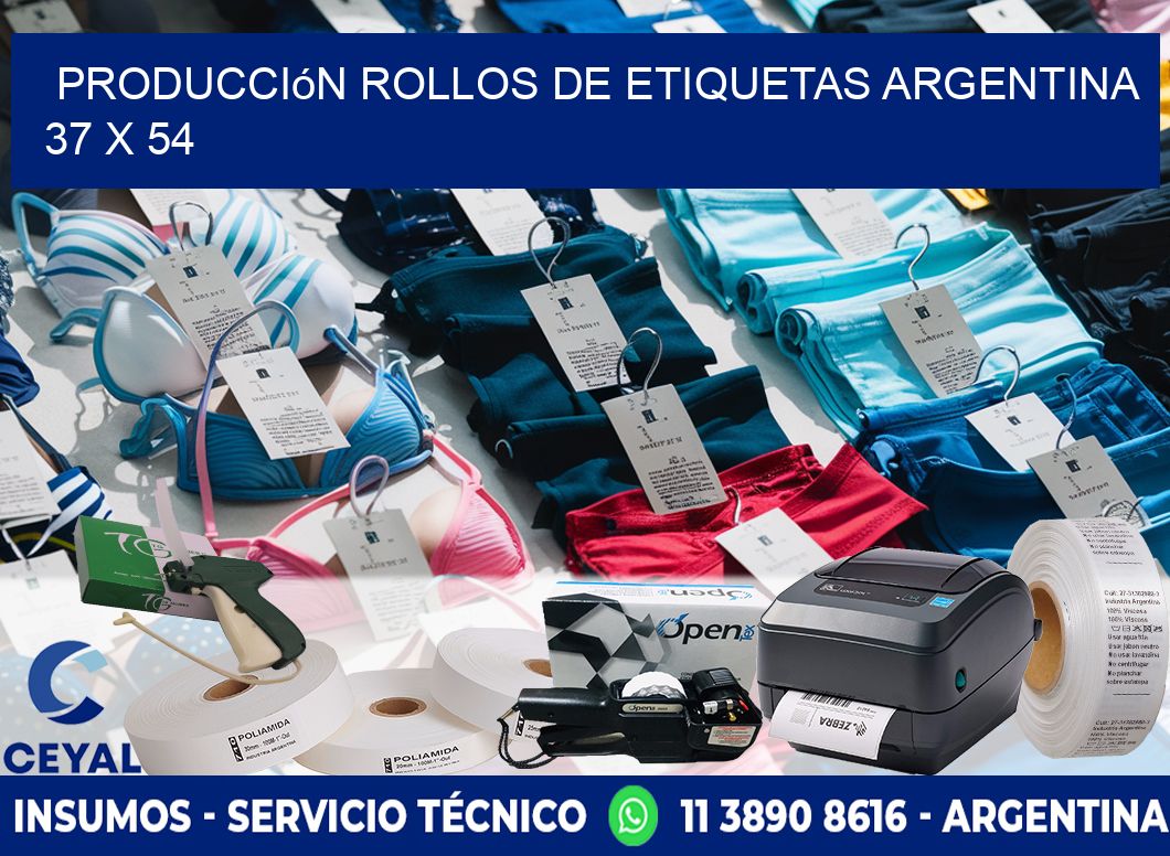 Producción ROLLOS DE ETIQUETAS ARGENTINA 37 x 54