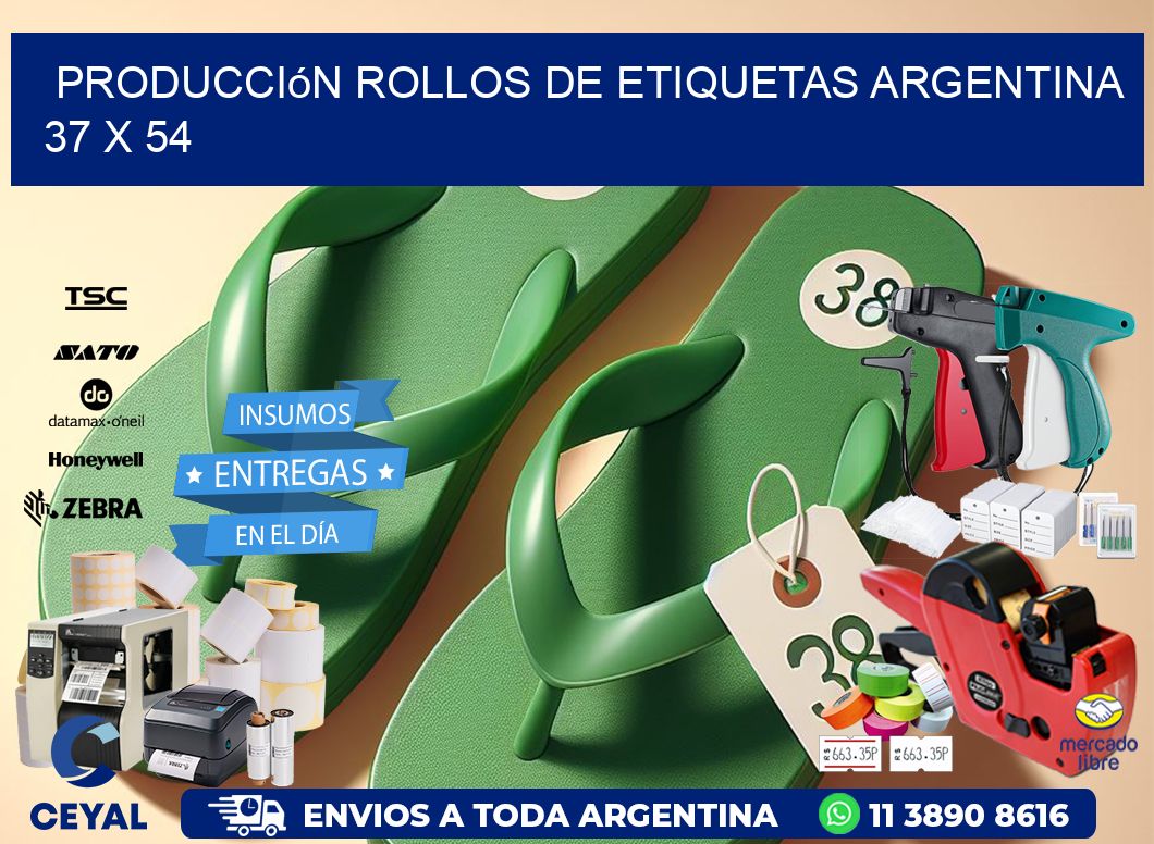 Producción ROLLOS DE ETIQUETAS ARGENTINA 37 x 54