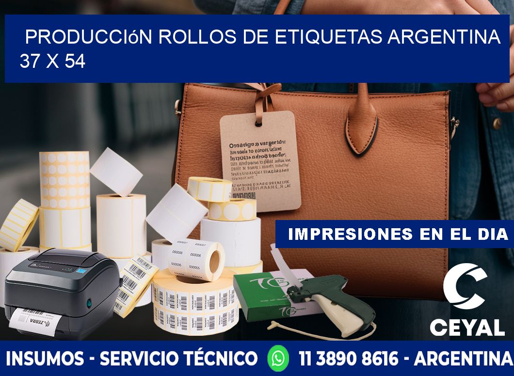 Producción ROLLOS DE ETIQUETAS ARGENTINA 37 x 54