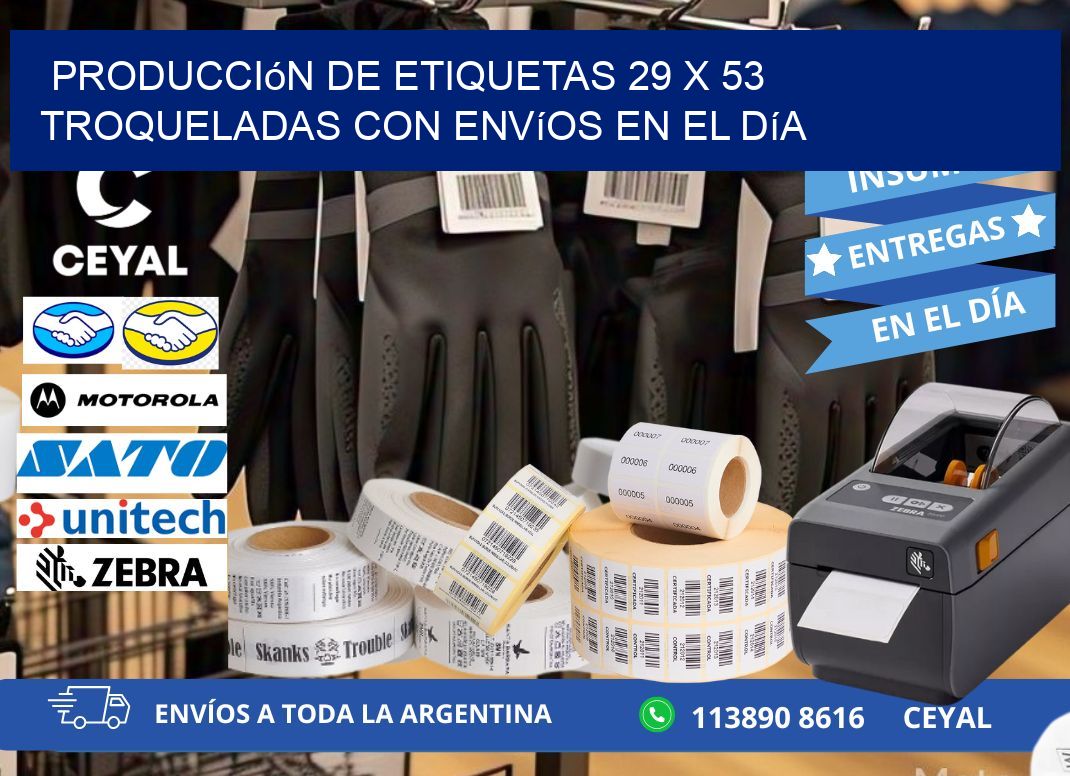 Producción de etiquetas 29 x 53 troqueladas con envíos en el día