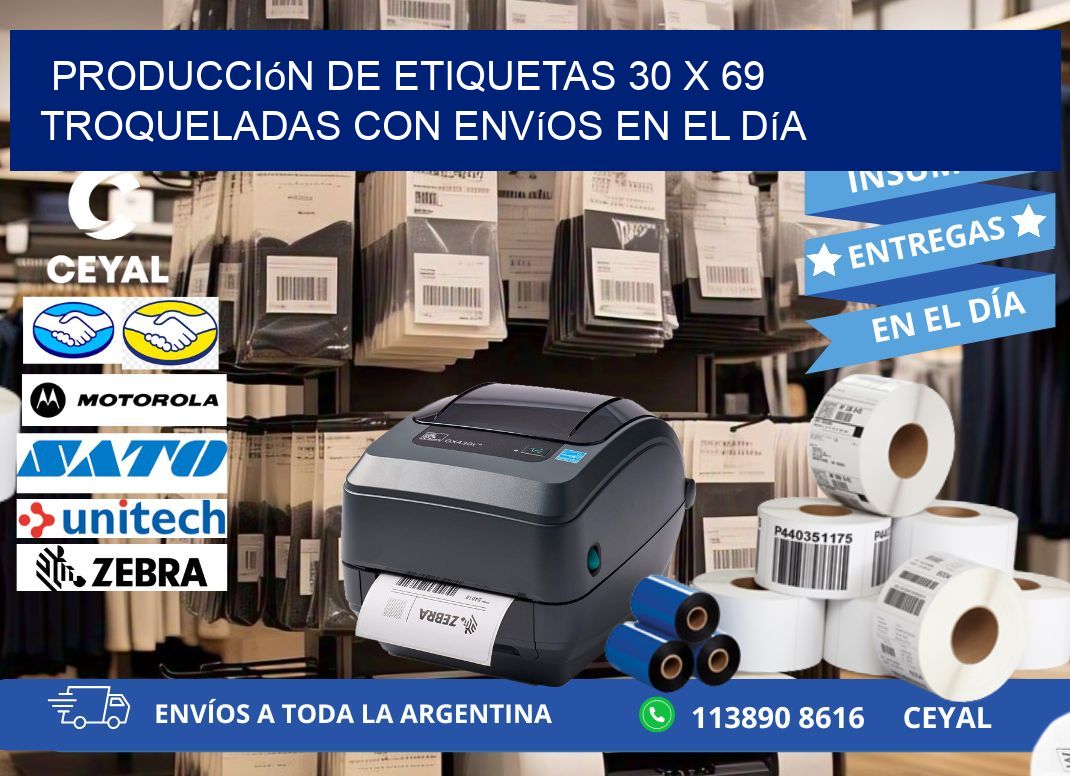 Producción de etiquetas 30 x 69 troqueladas con envíos en el día