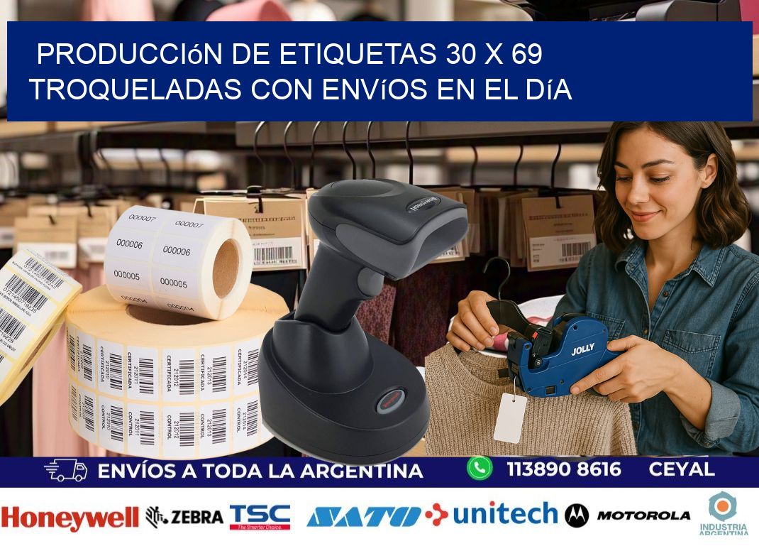 Producción de etiquetas 30 x 69 troqueladas con envíos en el día