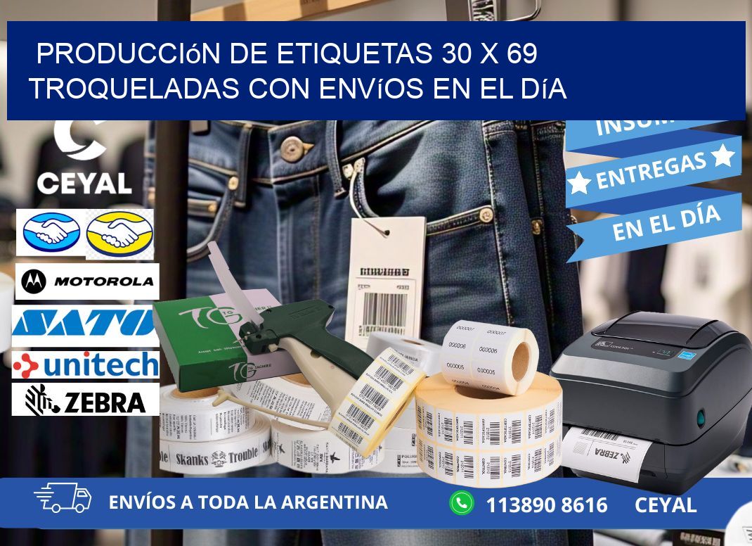 Producción de etiquetas 30 x 69 troqueladas con envíos en el día