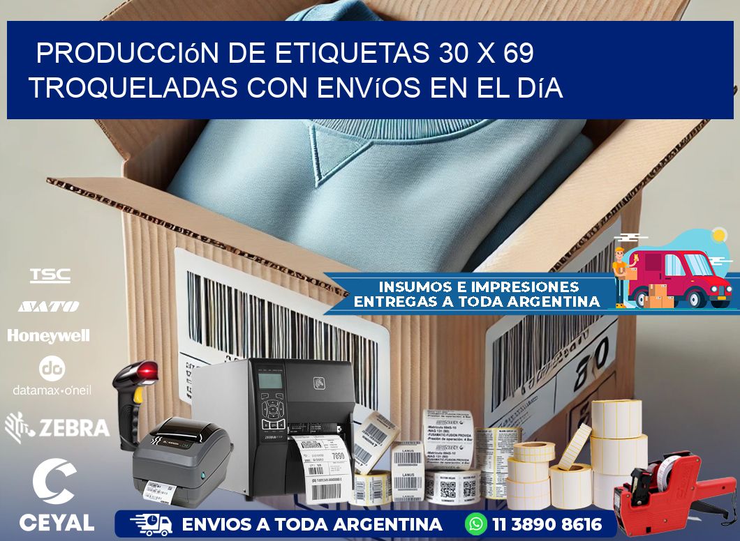 Producción de etiquetas 30 x 69 troqueladas con envíos en el día