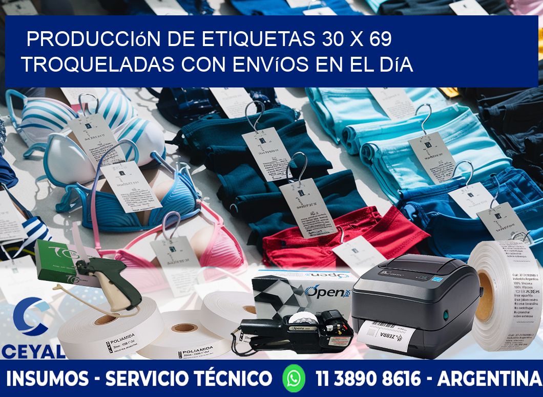 Producción de etiquetas 30 x 69 troqueladas con envíos en el día