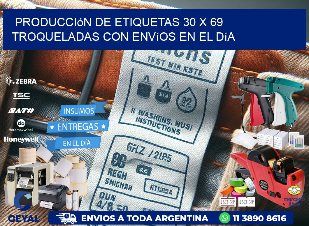 Producción de etiquetas 30 x 69 troqueladas con envíos en el día