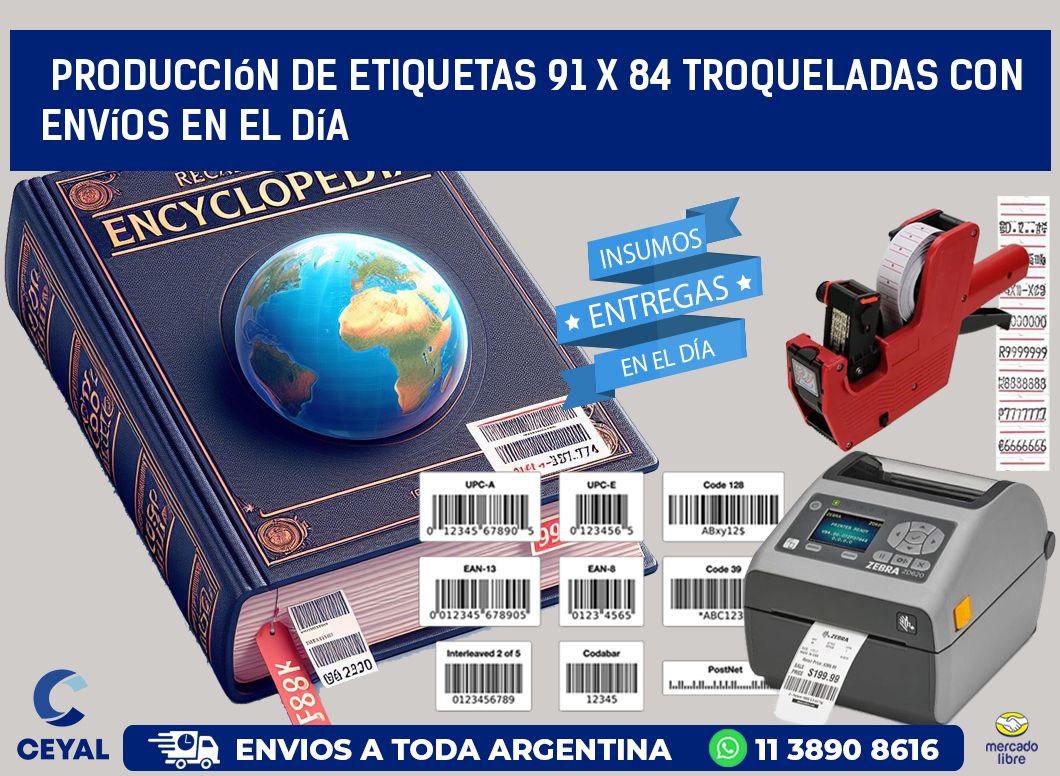 Producción de etiquetas 91 x 84 troqueladas con envíos en el día