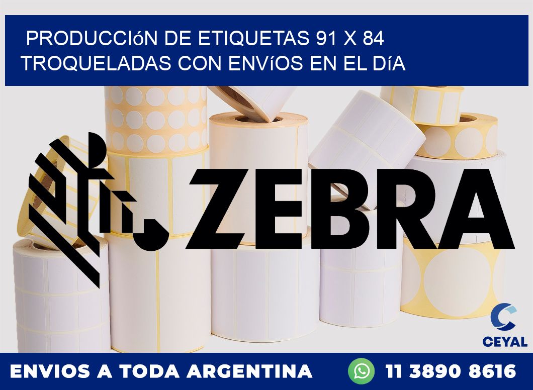 Producción de etiquetas 91 x 84 troqueladas con envíos en el día