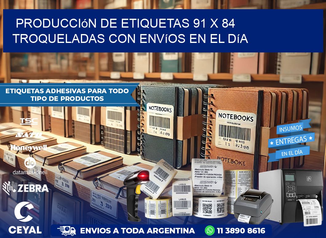 Producción de etiquetas 91 x 84 troqueladas con envíos en el día