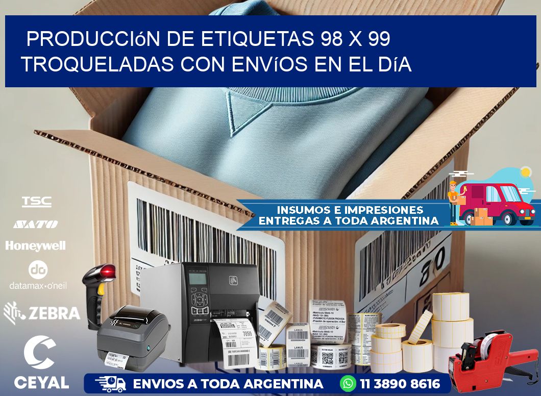 Producción de etiquetas 98 x 99 troqueladas con envíos en el día
