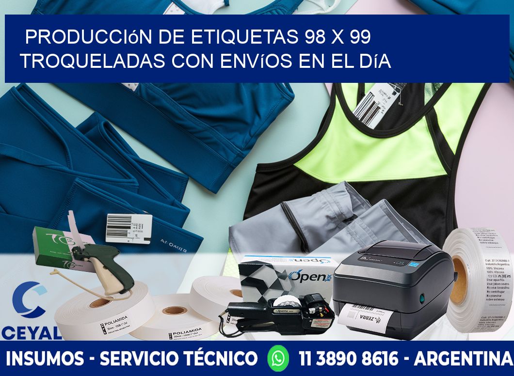 Producción de etiquetas 98 x 99 troqueladas con envíos en el día