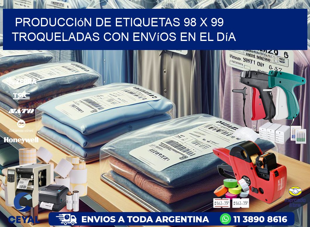 Producción de etiquetas 98 x 99 troqueladas con envíos en el día