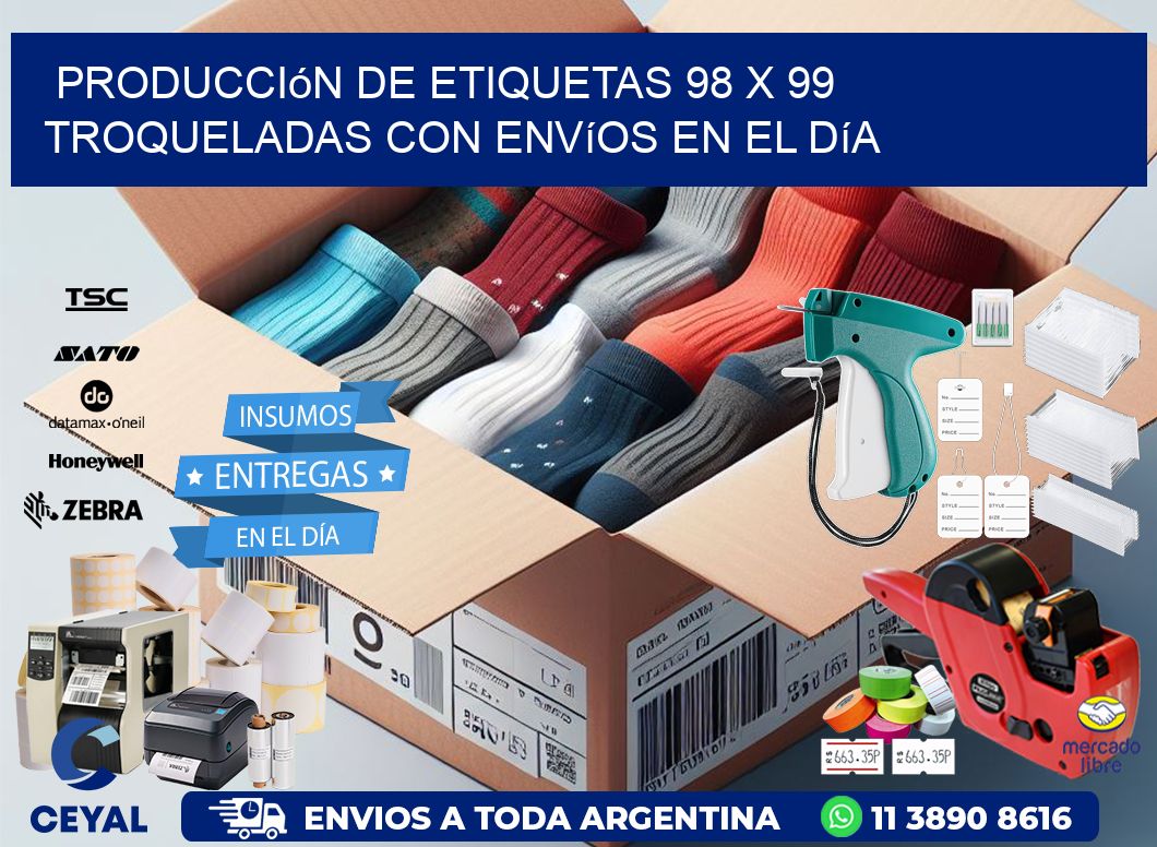 Producción de etiquetas 98 x 99 troqueladas con envíos en el día