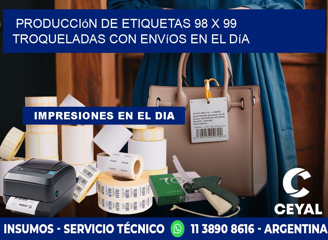 Producción de etiquetas 98 x 99 troqueladas con envíos en el día