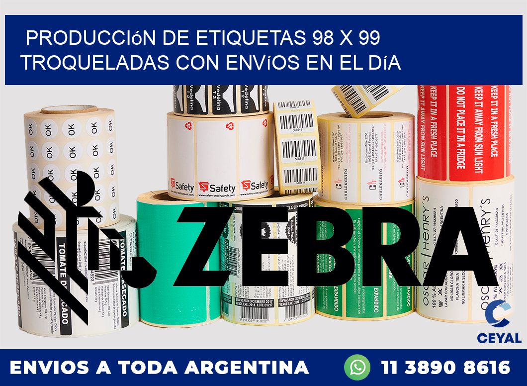 Producción de etiquetas 98 x 99 troqueladas con envíos en el día