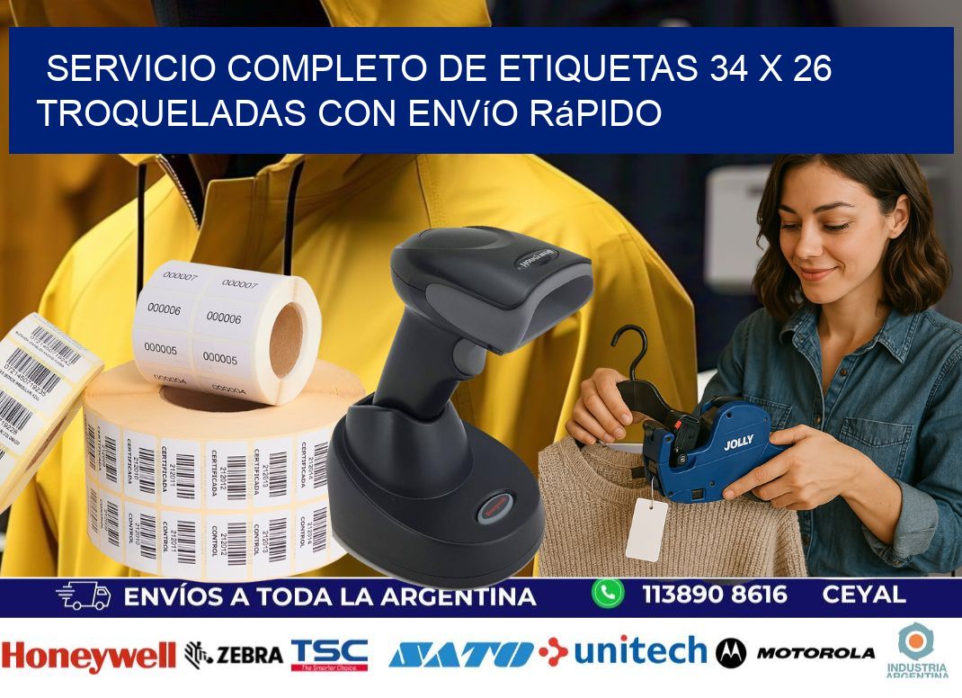 Servicio completo de etiquetas 34 x 26 troqueladas con envío rápido