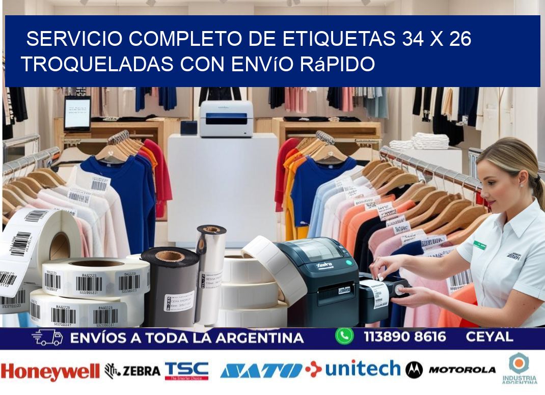 Servicio completo de etiquetas 34 x 26 troqueladas con envío rápido