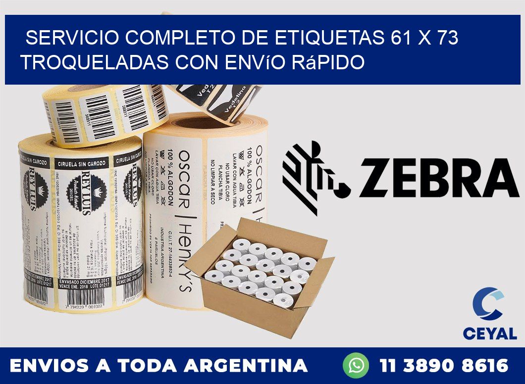 Servicio completo de etiquetas 61 x 73 troqueladas con envío rápido