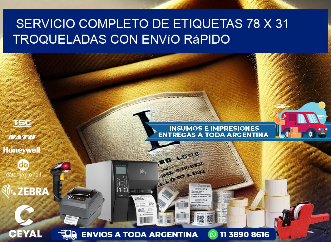 Servicio completo de etiquetas 78 x 31 troqueladas con envío rápido