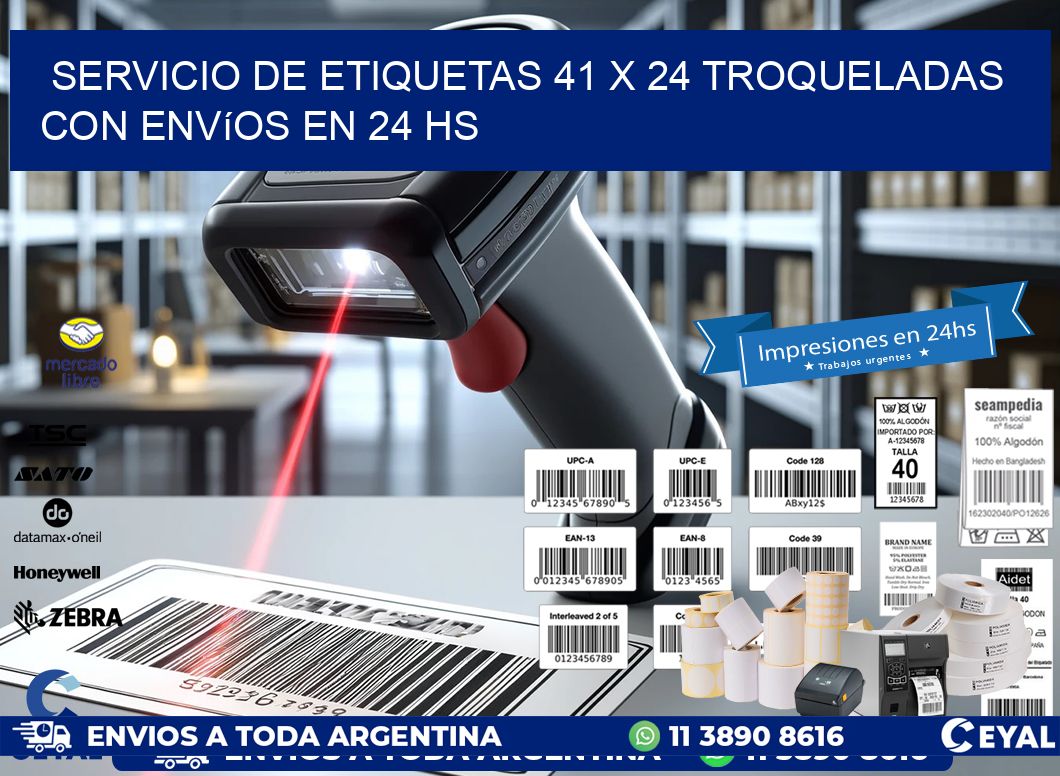 Servicio de etiquetas 41 x 24 troqueladas con envíos en 24 hs