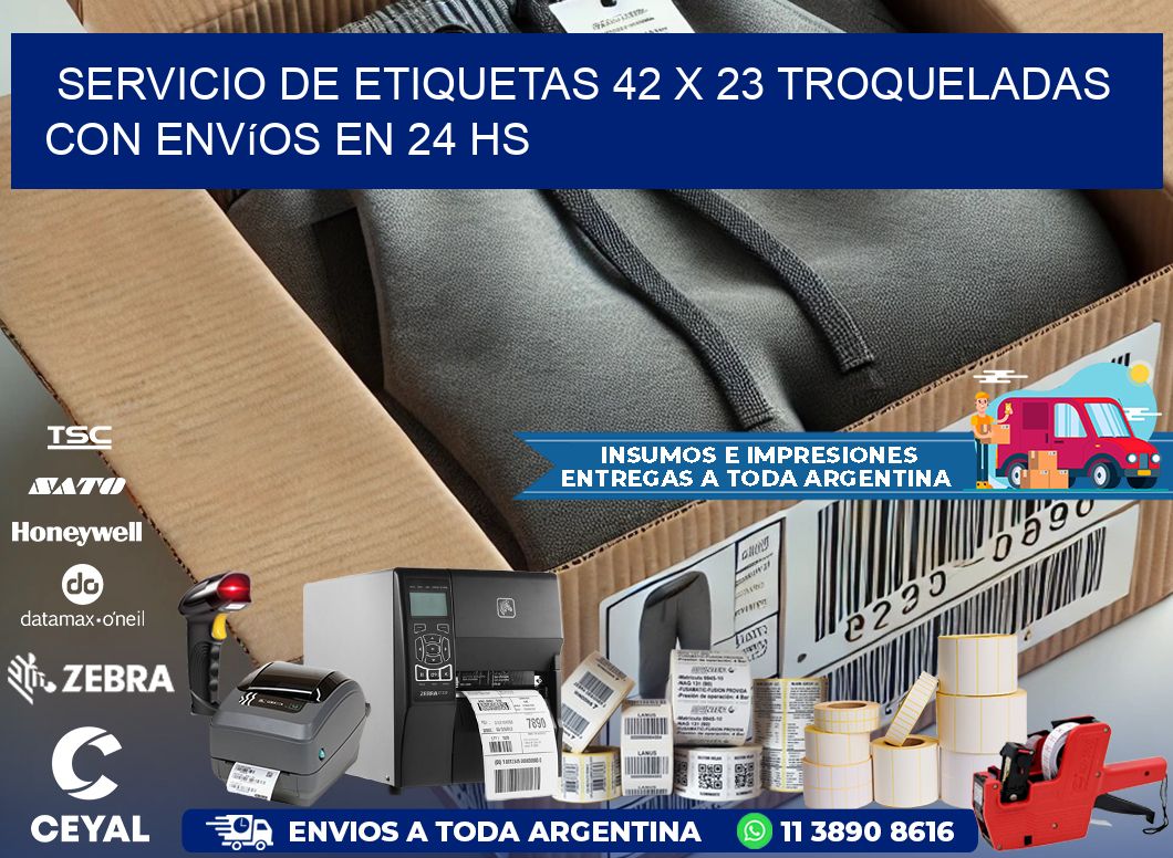 Servicio de etiquetas 42 x 23 troqueladas con envíos en 24 hs