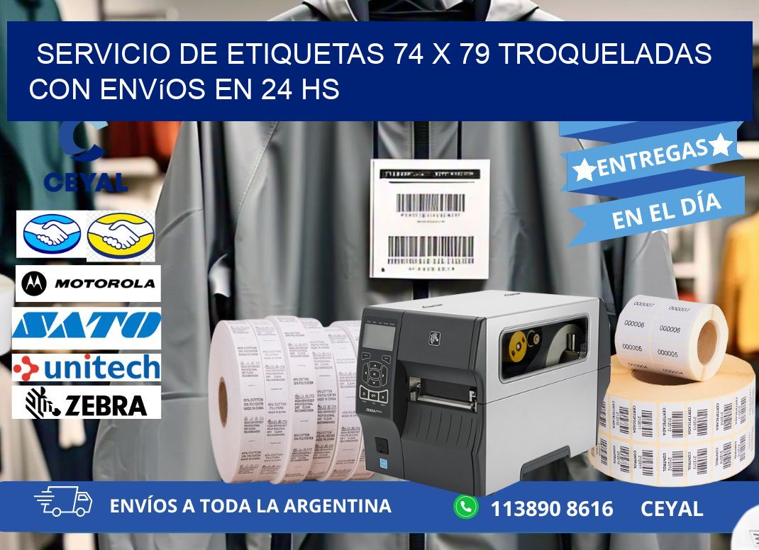 Servicio de etiquetas 74 x 79 troqueladas con envíos en 24 hs