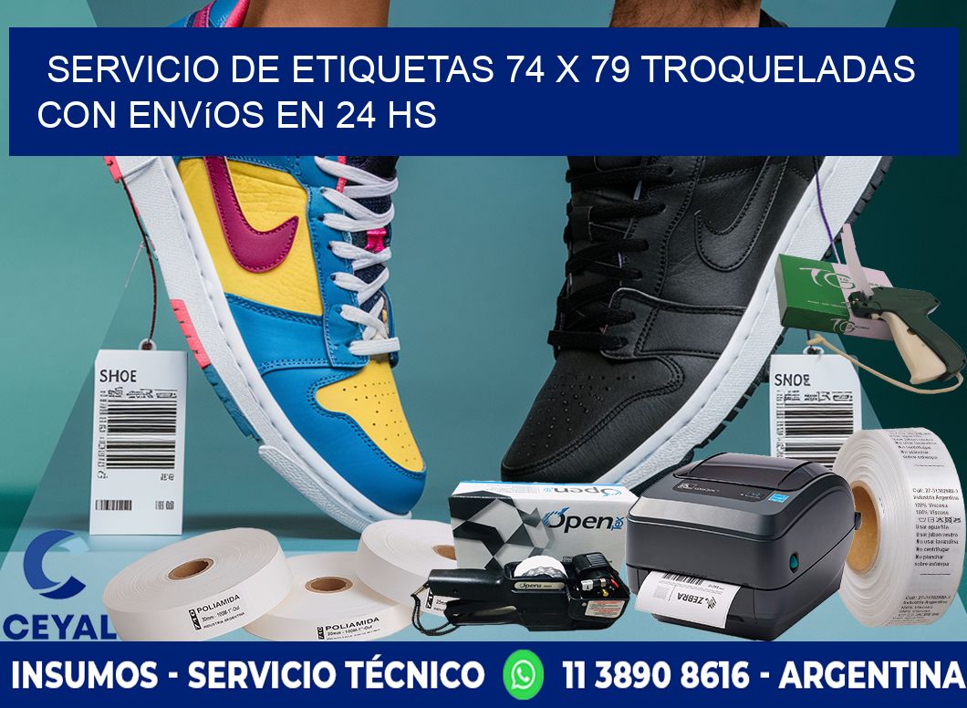 Servicio de etiquetas 74 x 79 troqueladas con envíos en 24 hs